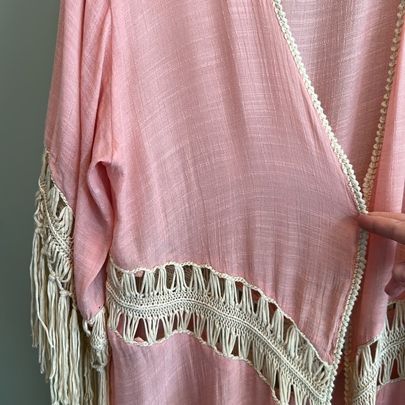 Umgee Lightweight Fringe Kimono Duster | Large | Peach | EUC - Picture 7 of 10